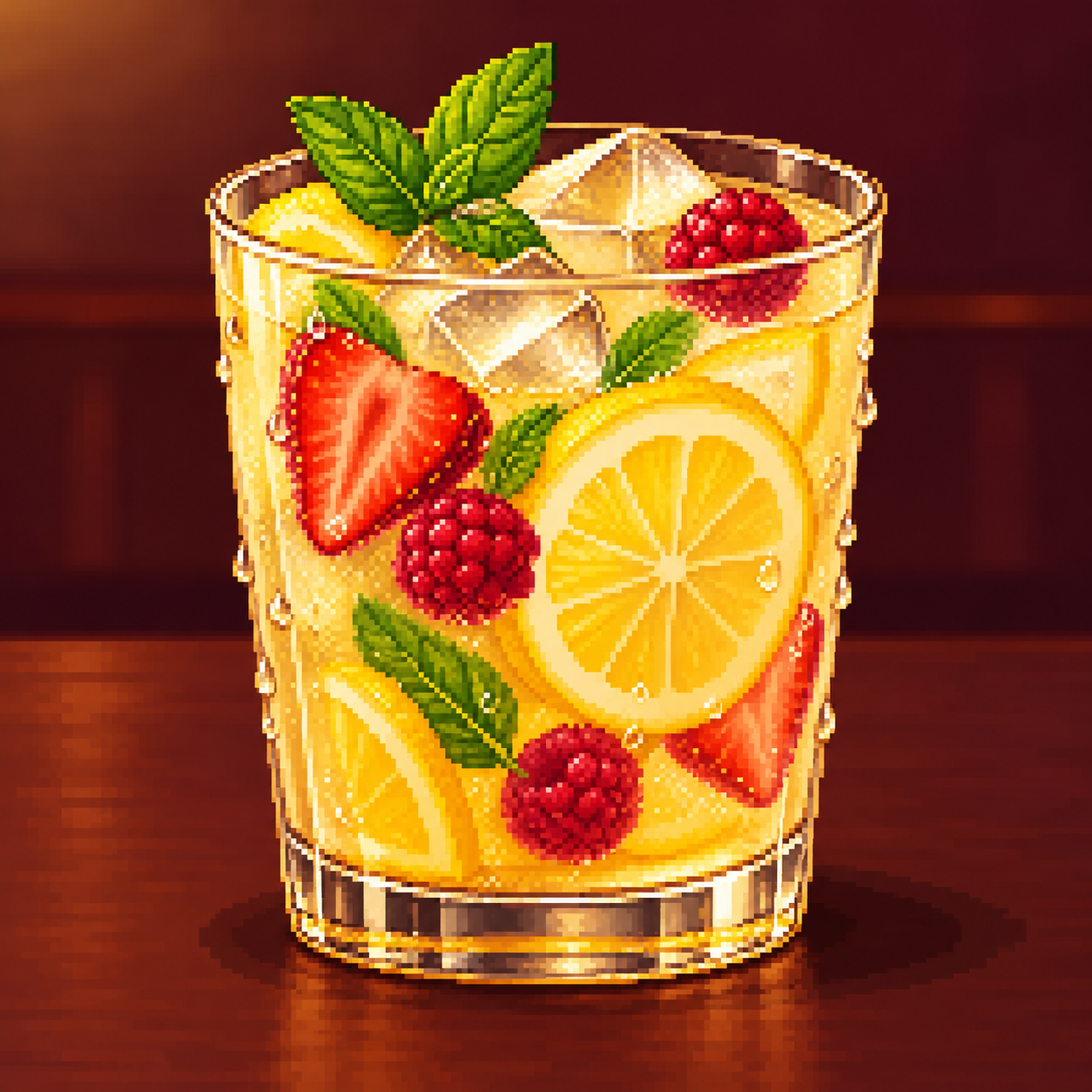 Pixel art image of fruit lemonade