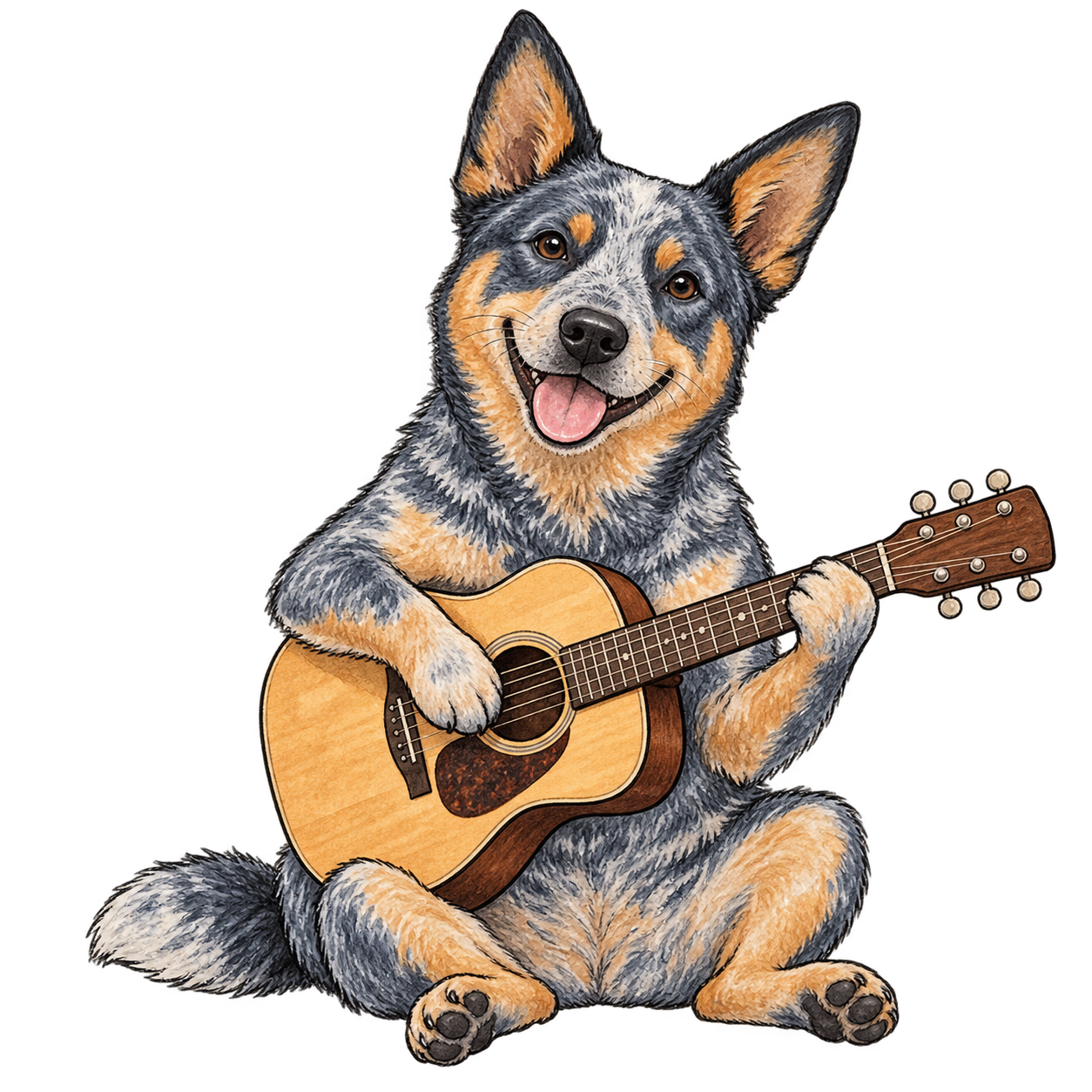AI generated pic of dog playing guitar